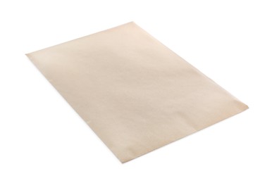 Photo of One blank kraft paper envelope isolated on white