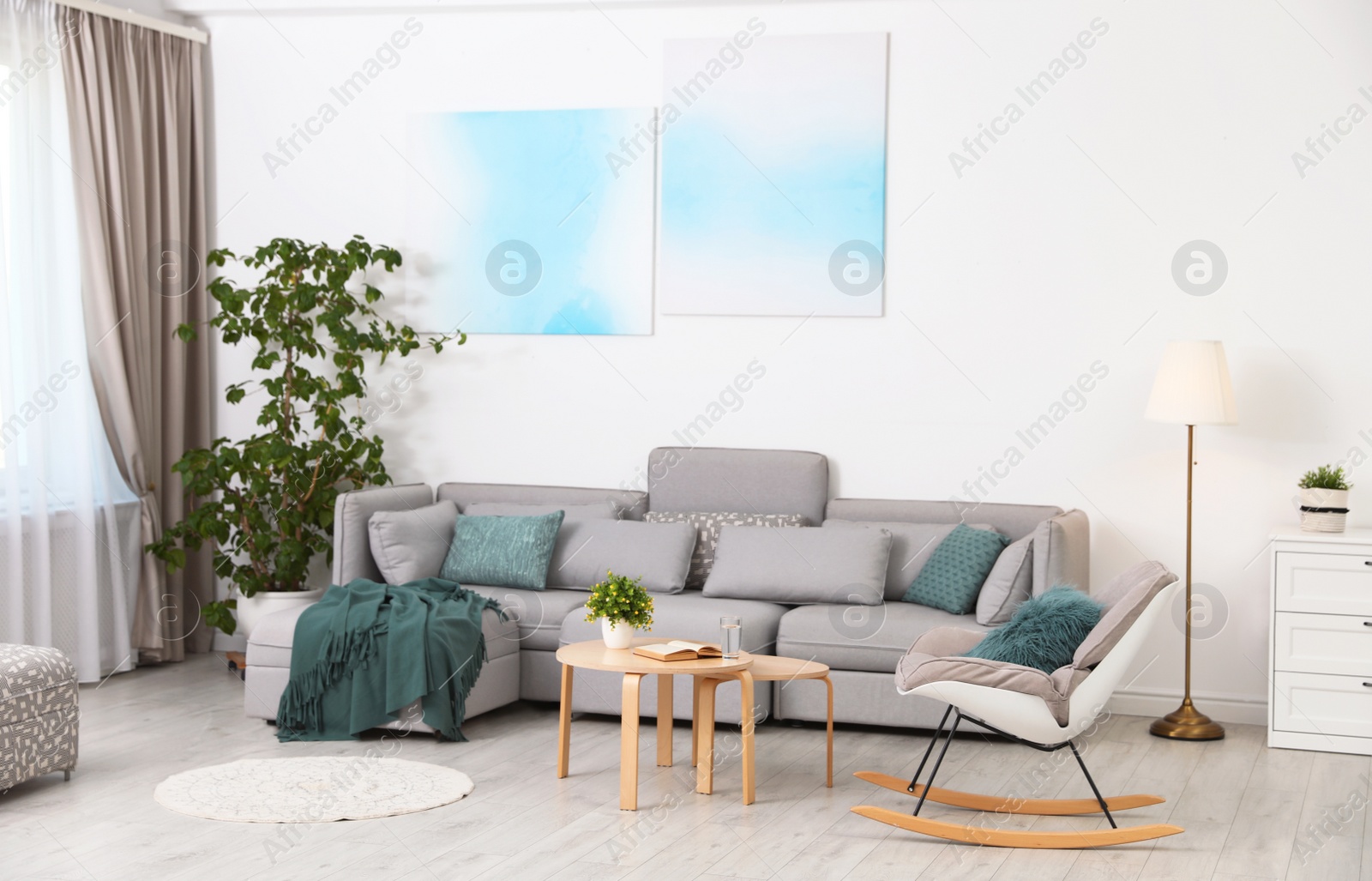 Photo of Modern living room interior with comfortable sofa