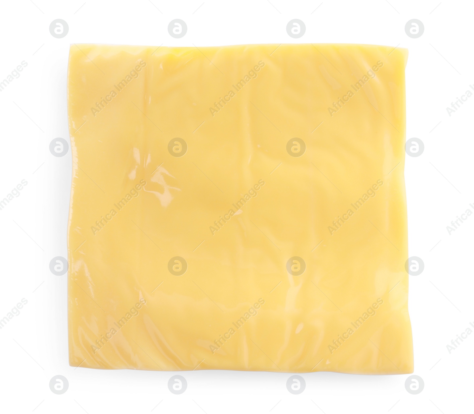 Photo of Slice of cheese for burger isolated on white, top view