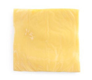 Slice of cheese for burger isolated on white, top view