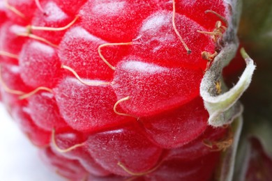 Photo of Texture of fresh ripe raspberry, macro view