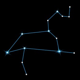 Image of Leo (Lion) constellation. Stick figure pattern on black background