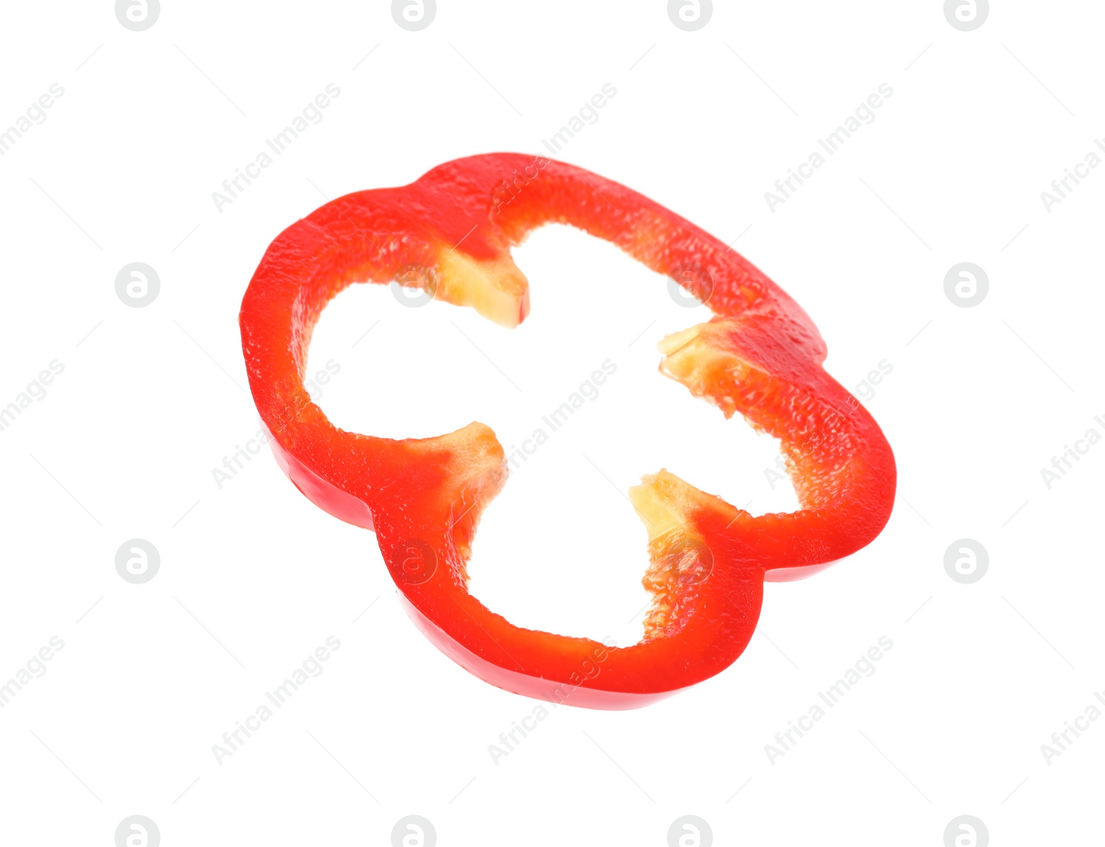 Photo of Cut fresh bell pepper on white background