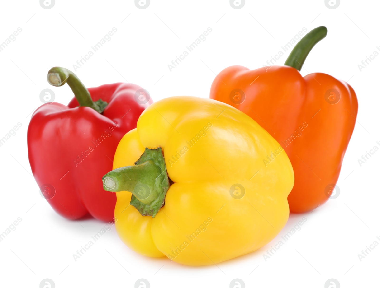 Photo of Fresh ripe bell peppers isolated on white