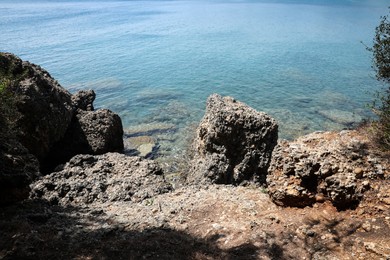 Photo of Beautiful view of rocky sea coast on sunny summer day