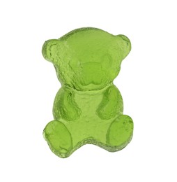 Delicious green gummy bear candy isolated on white