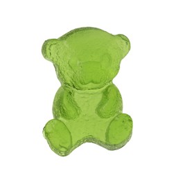 Photo of Delicious green gummy bear candy isolated on white