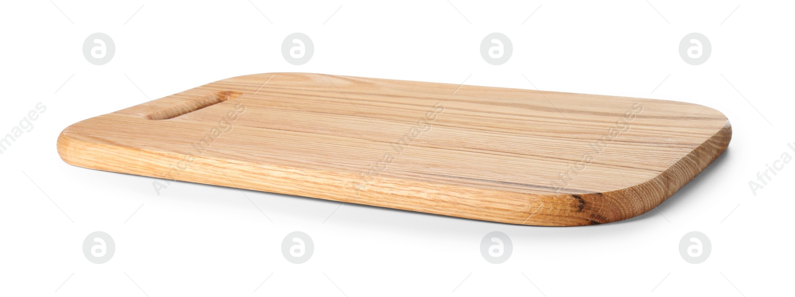 Photo of One wooden cutting board on white background