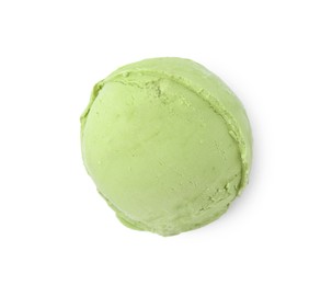 Scoop of tasty matcha ice cream isolated on white