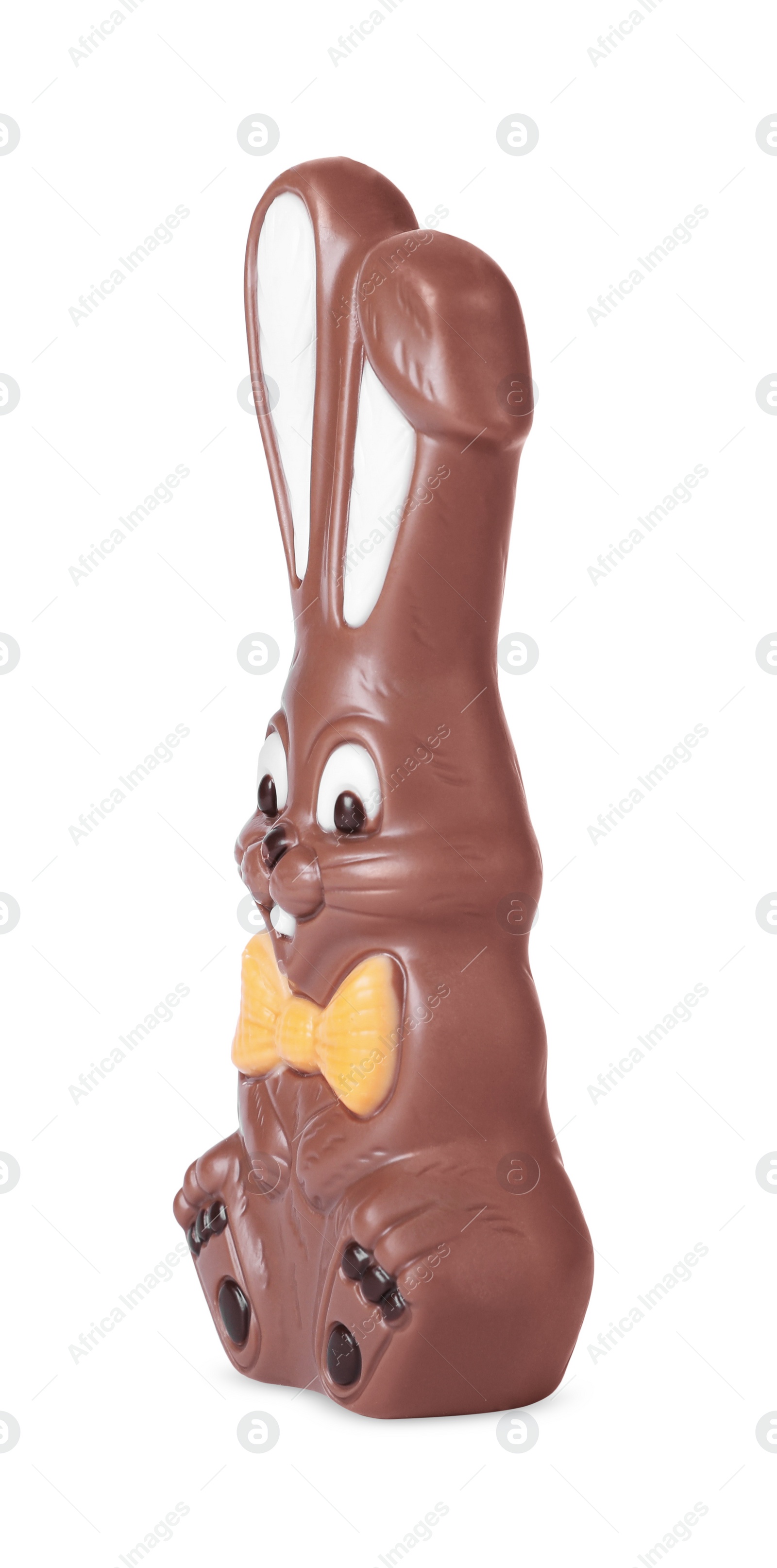 Photo of Chocolate bunny isolated on white. Easter celebration