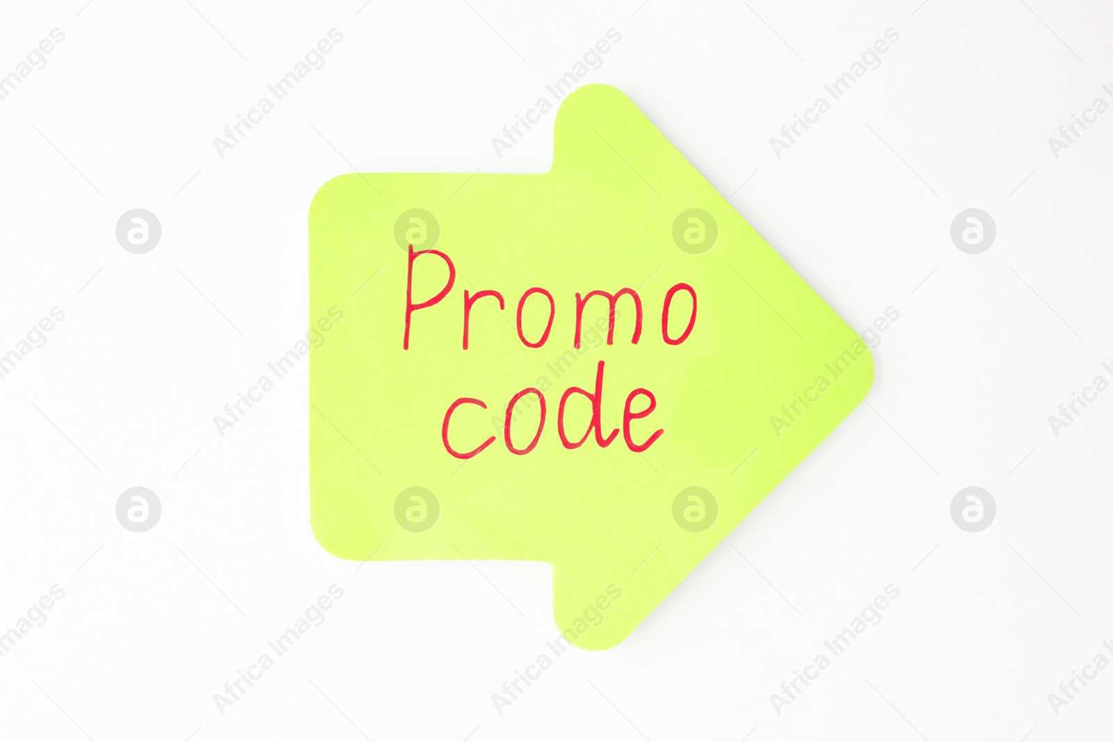 Photo of Sticky note with words Promo Code on white background, top view