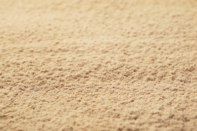 Sesame flour as background, closeup. Organic product