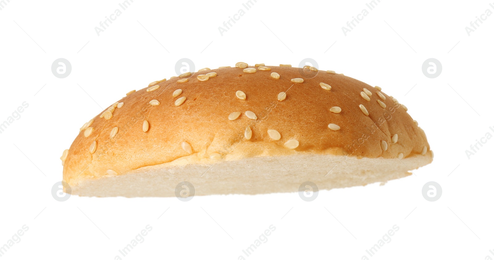 Photo of Half of fresh burger bun isolated on white
