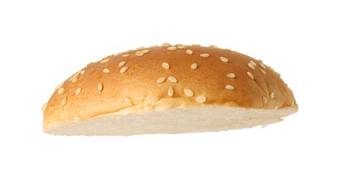 Photo of Half of fresh burger bun isolated on white