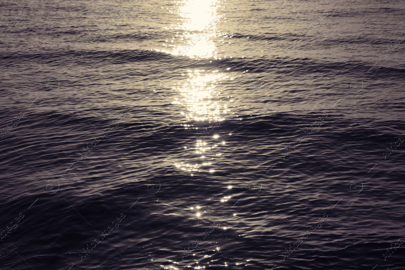 Photo of Rippled surface of sea at sunset as background