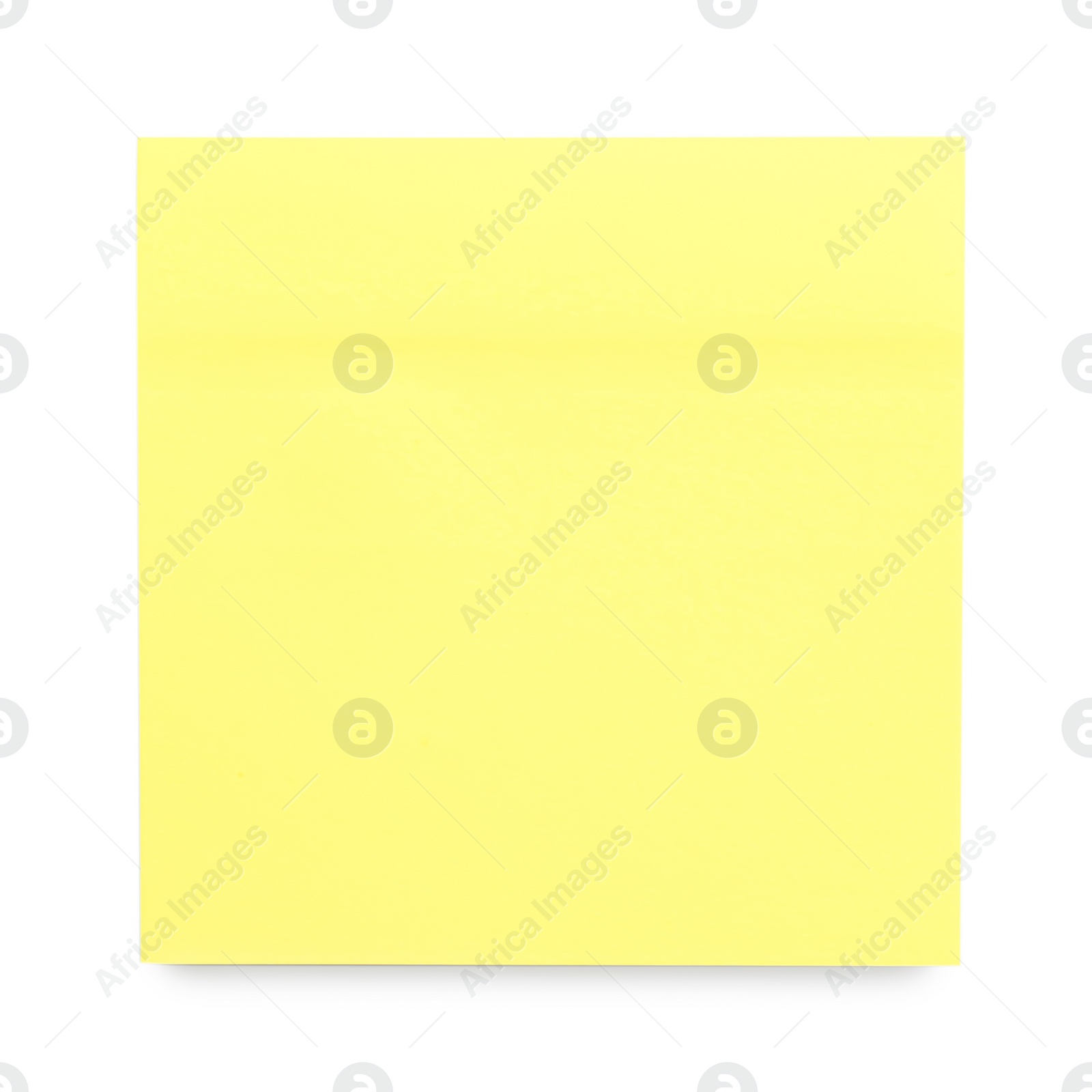 Photo of Blank yellow sticky note on white background, top view