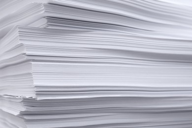 Stack of paper sheets as background, closeup