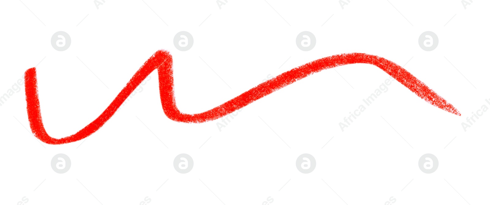 Photo of Red pencil scribble on white background, top view