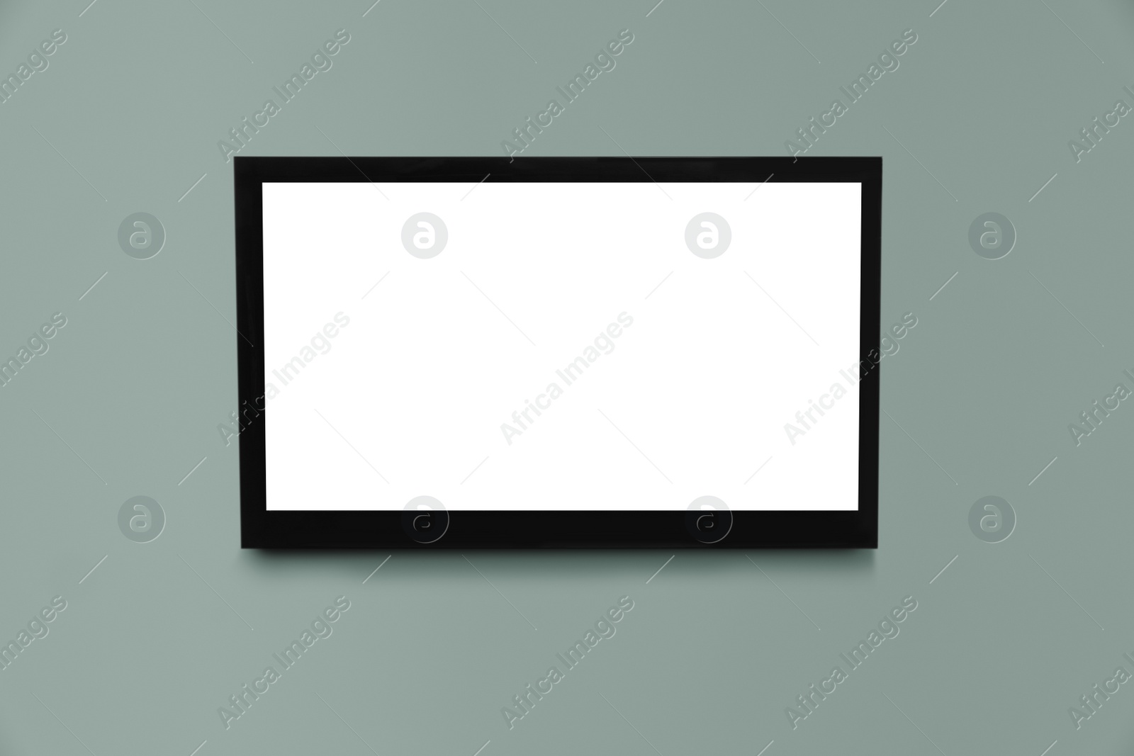 Image of Modern TV on grey wall. Space for design