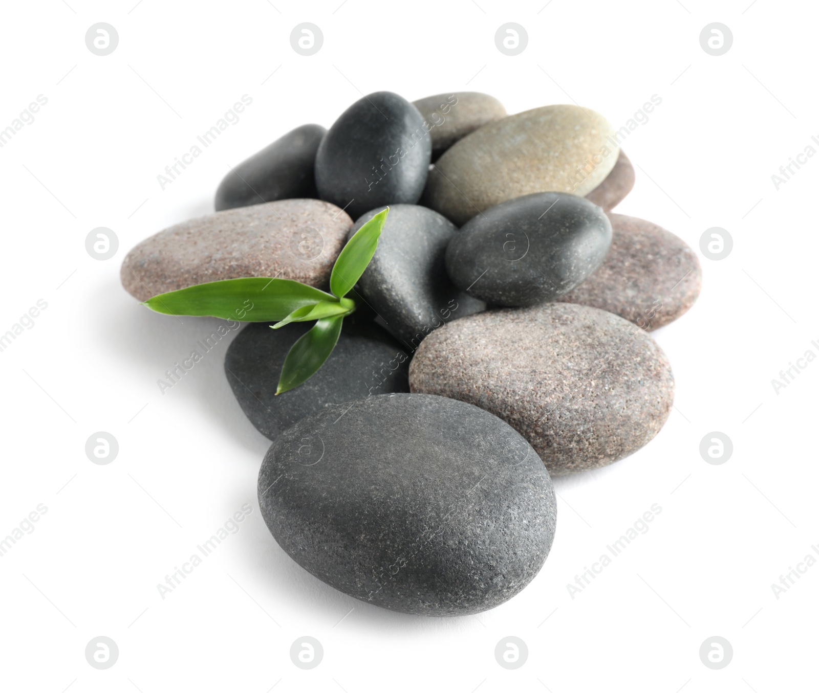 Photo of Spa stones with bamboo isolated on white