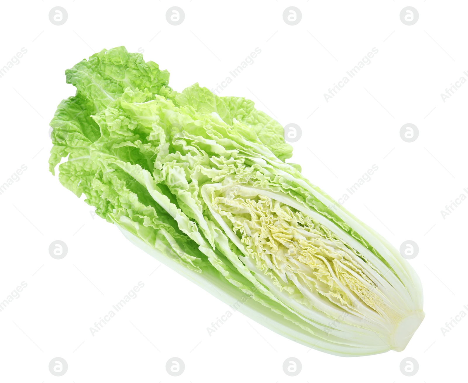 Photo of Fresh ripe Chinese cabbage isolated on white, top view