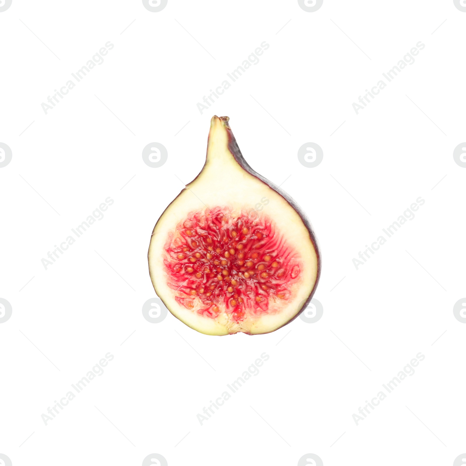 Photo of Half of tasty fresh fig isolated on white