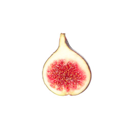 Photo of Half of tasty fresh fig isolated on white