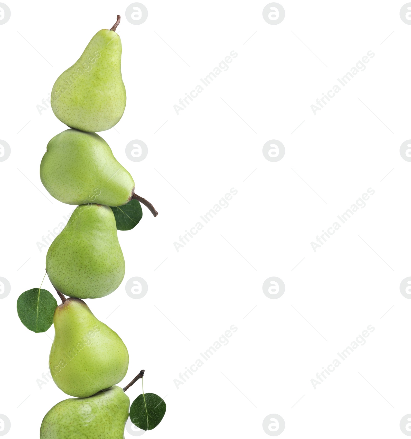 Image of Whole fresh ripe pears on white background