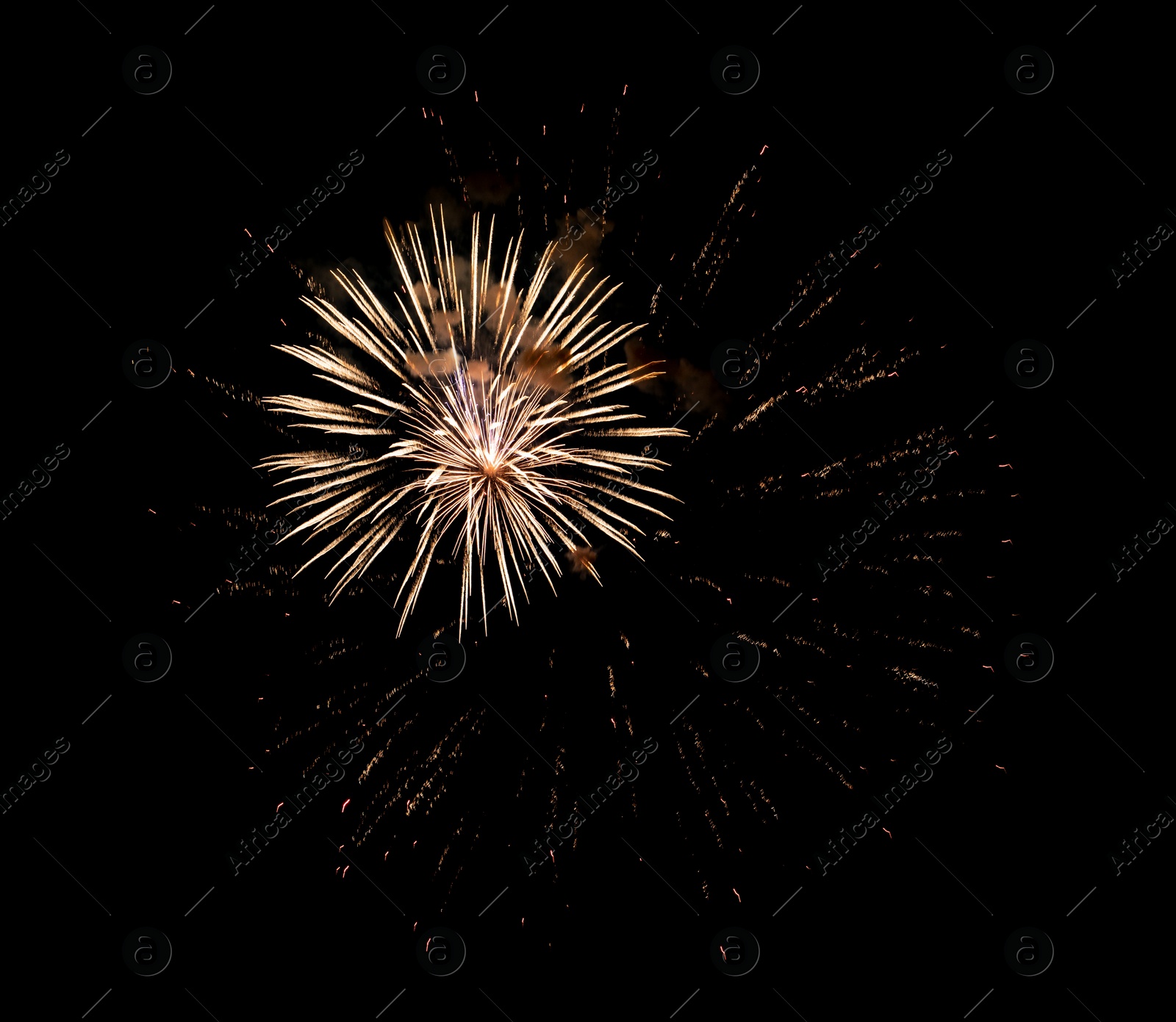 Image of Beautiful bright fireworks lighting up night sky