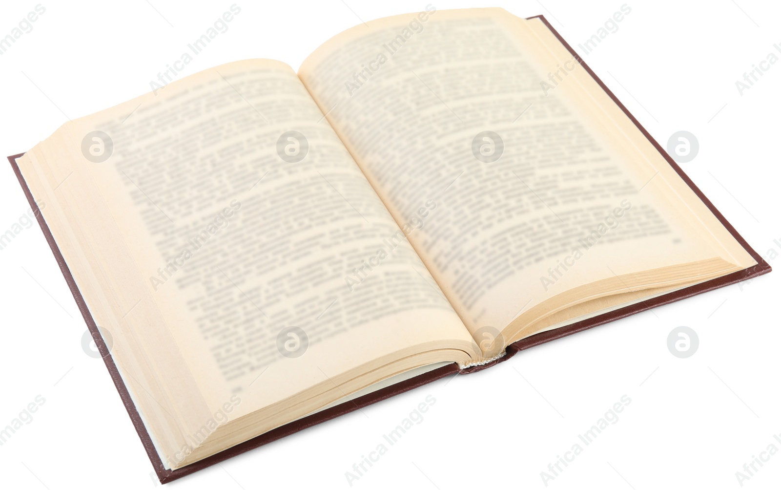 Photo of Open old hardcover book isolated on white