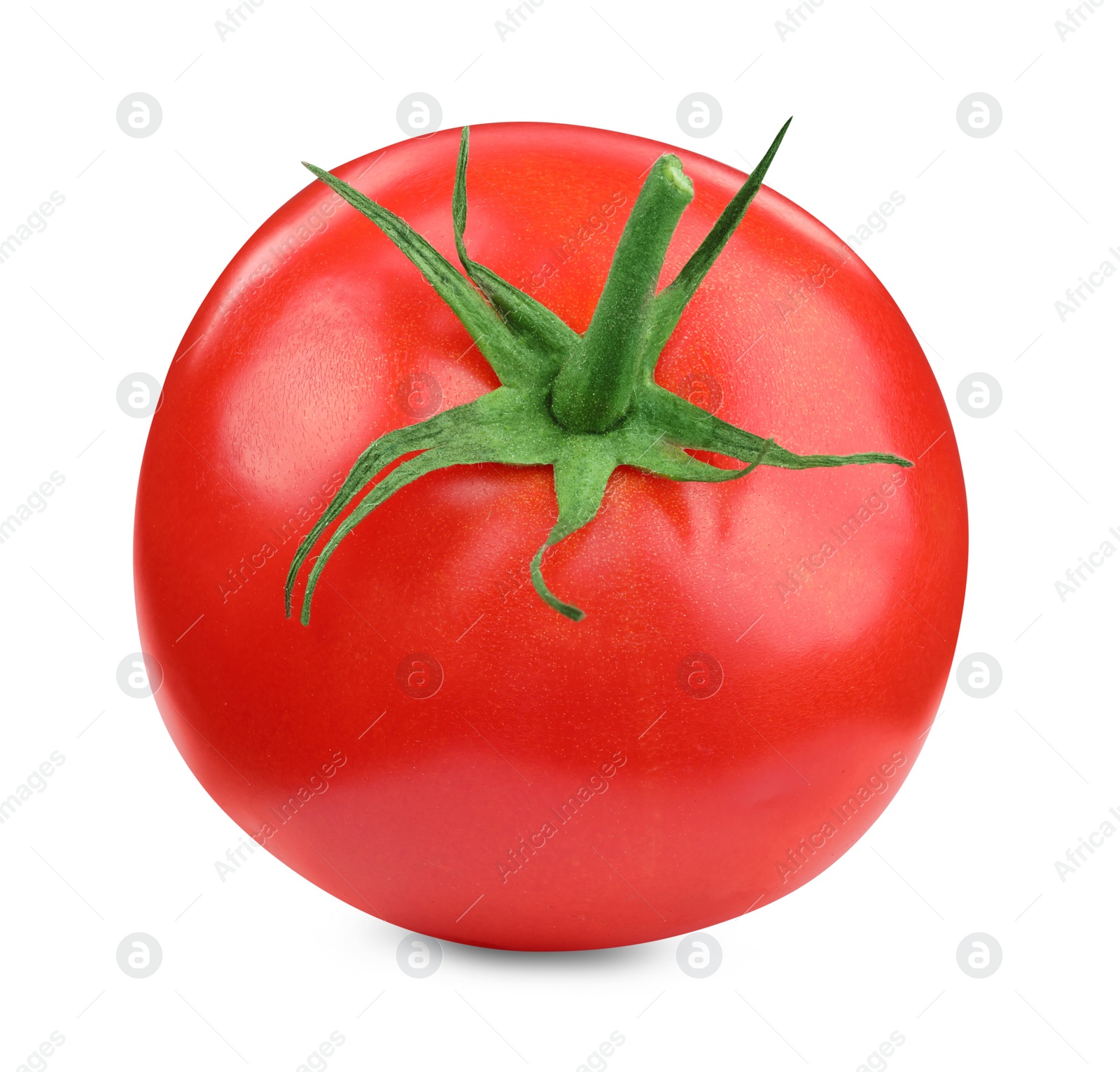 Photo of One red ripe tomato isolated on white