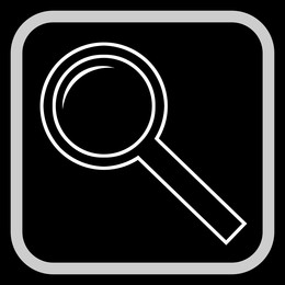 Image of Magnifying glass in frame, illustration on black background