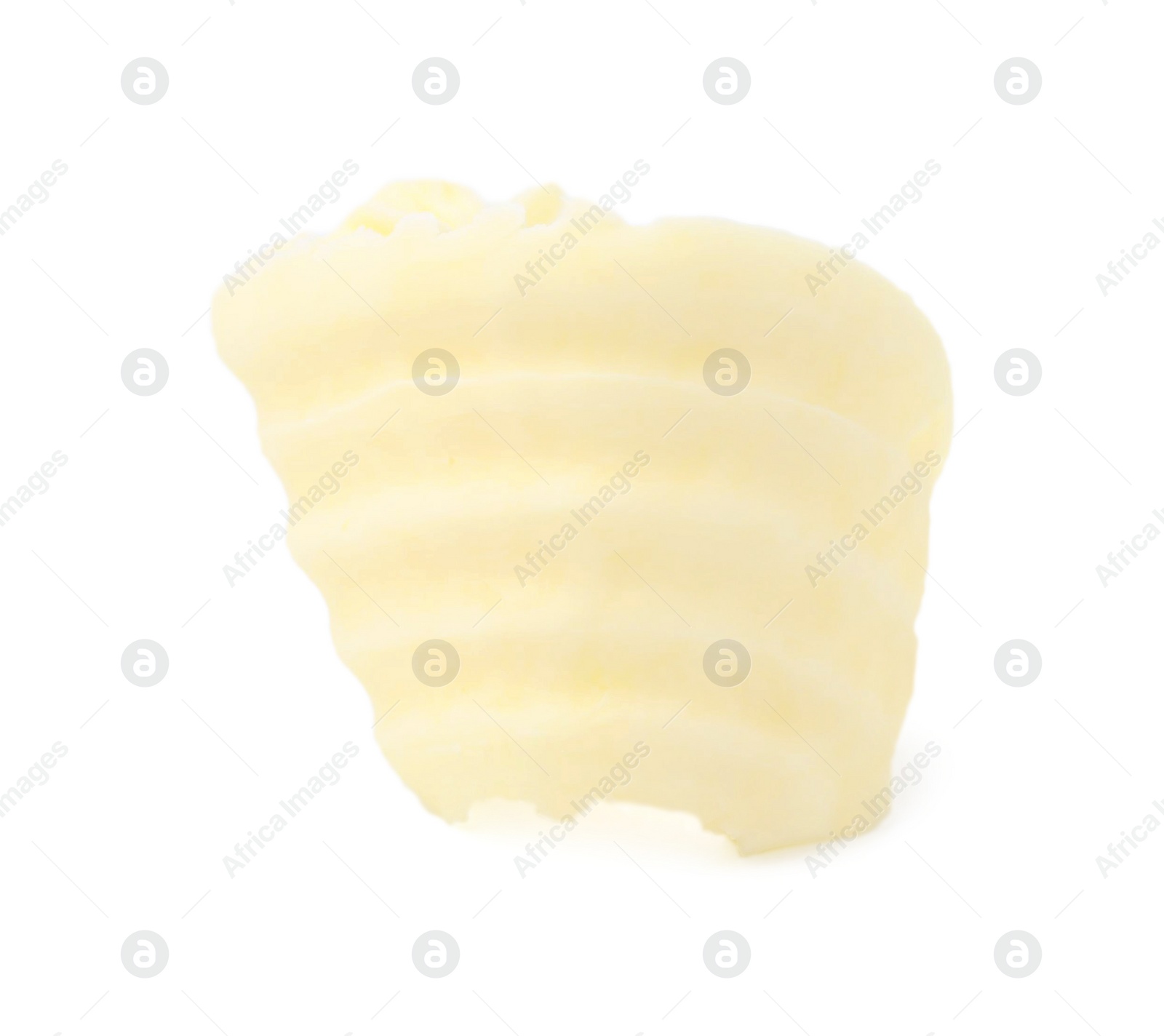 Photo of One tasty butter curl isolated on white