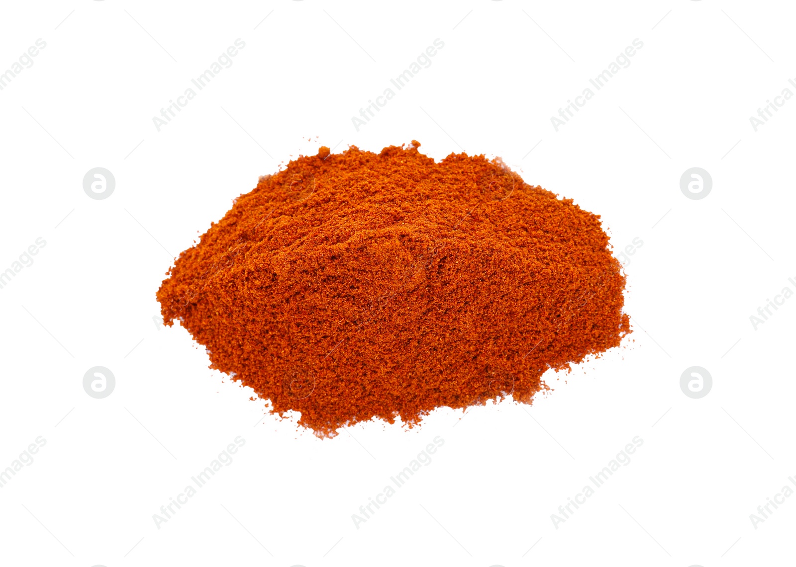 Photo of Heap of aromatic paprika powder isolated on white