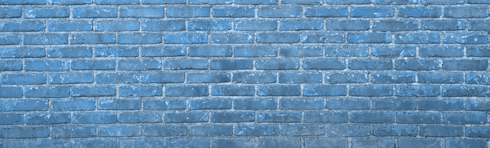 Image of Texture of steel blue color brick wall as background, banner design