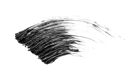 Photo of Smear of black mascara isolated on white, top view