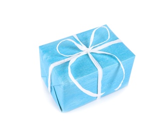 Photo of Beautiful gift box with ribbon on white background