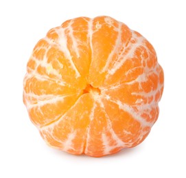 Photo of Peeled fresh ripe tangerine isolated on white