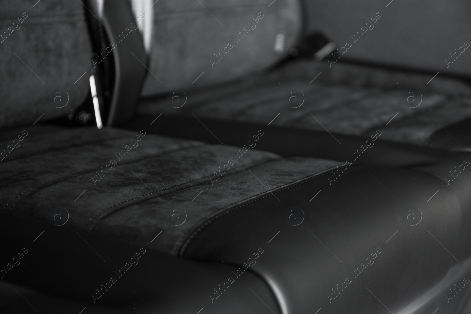 Photo of Car seat with leather upholstery, closeup view