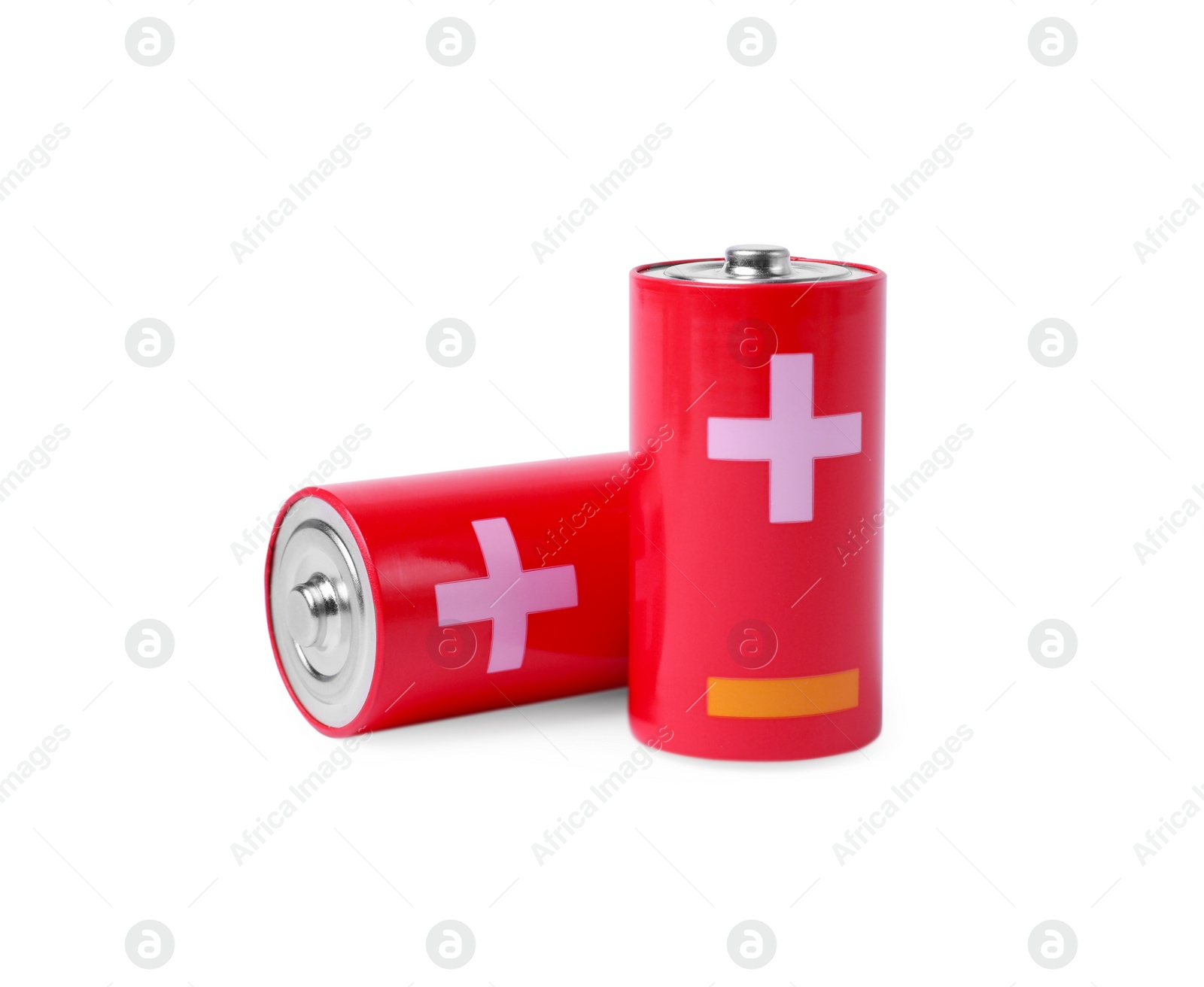 Photo of New C size batteries isolated on white