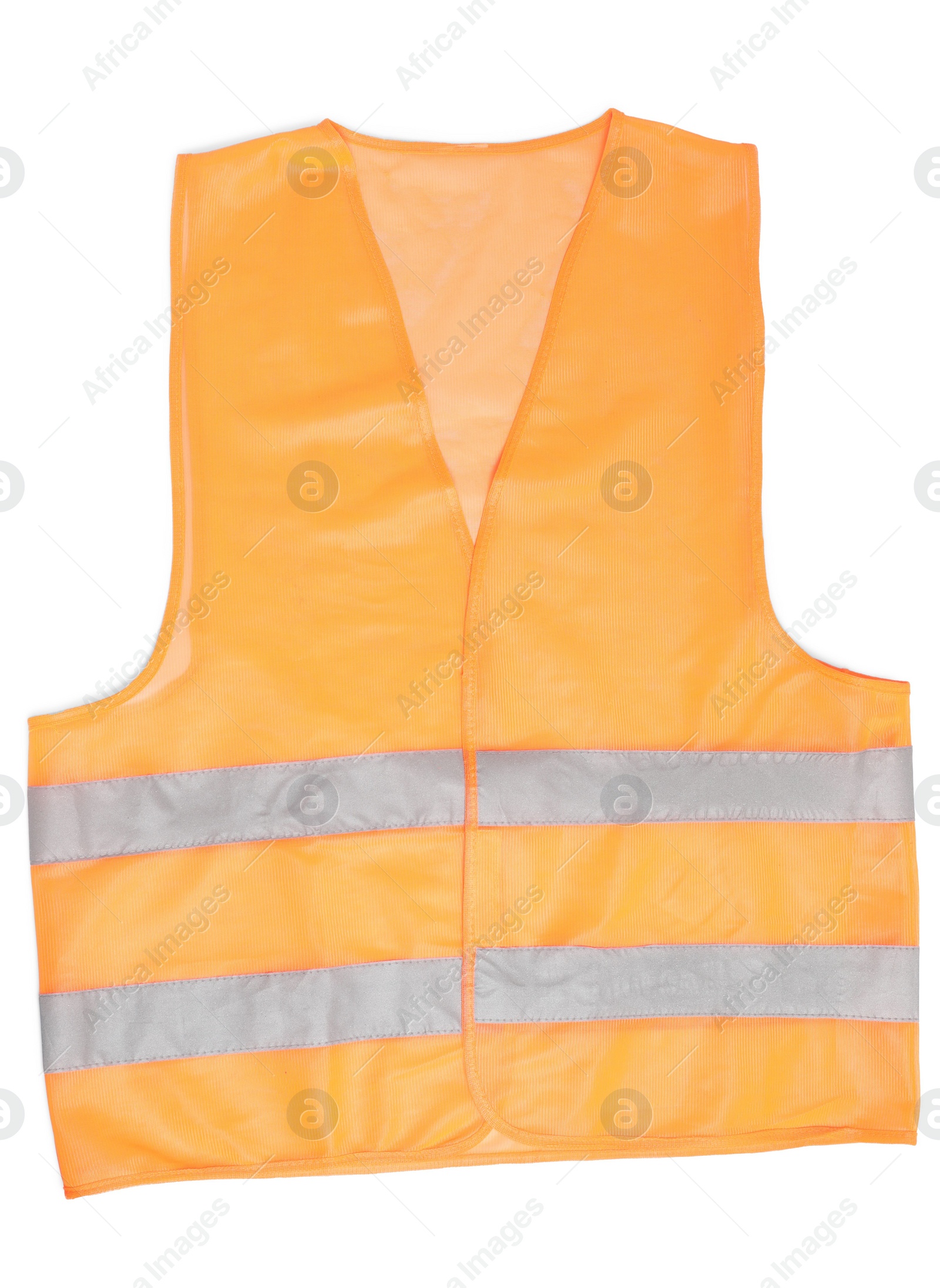 Photo of Reflective vest isolated on white, top view. Safety equipment