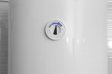 Photo of Boiler with temperature control indicator, closeup view