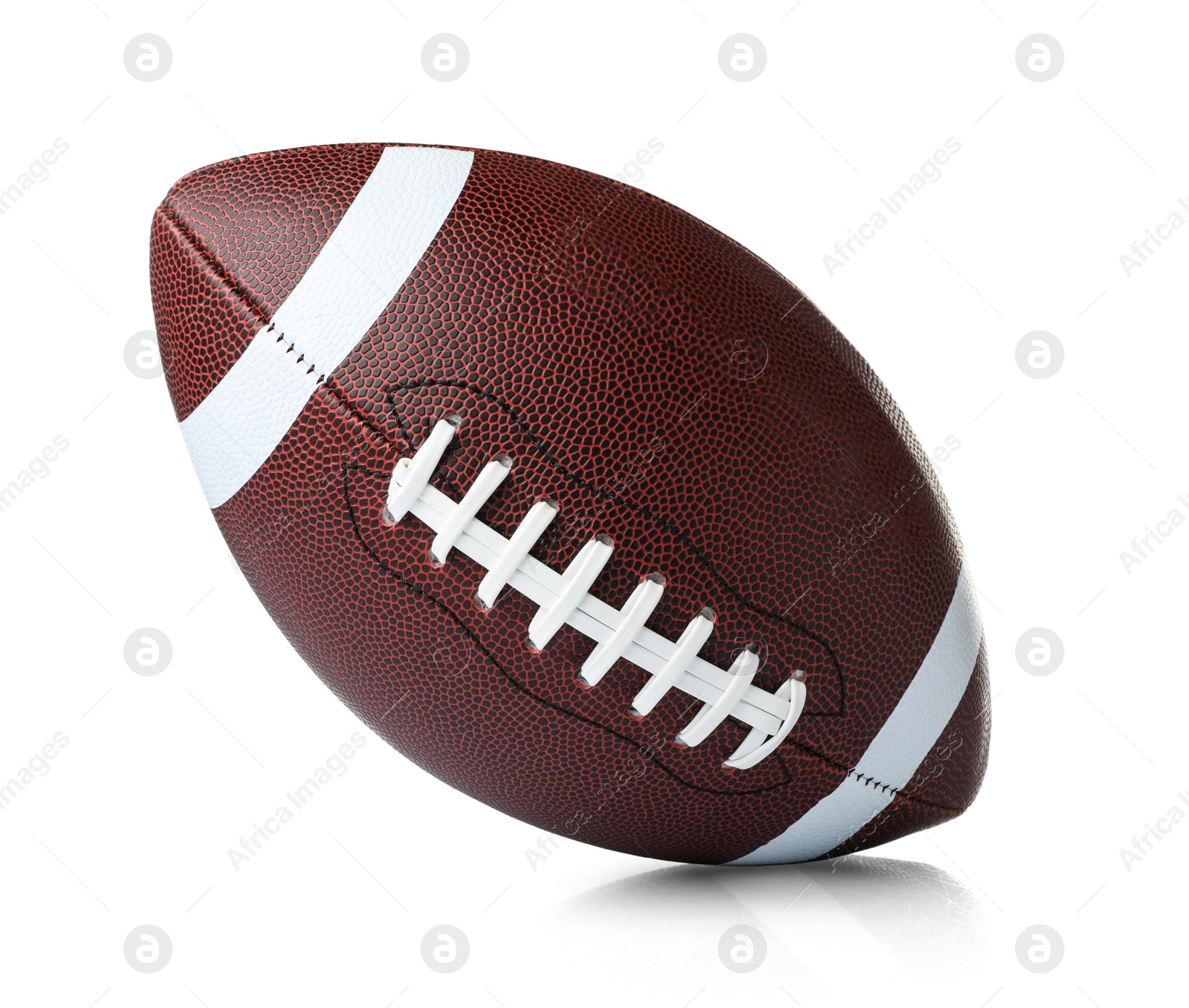 Photo of Leather American football ball on white background