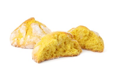 Photo of Tasty homemade lemon cookies on white background