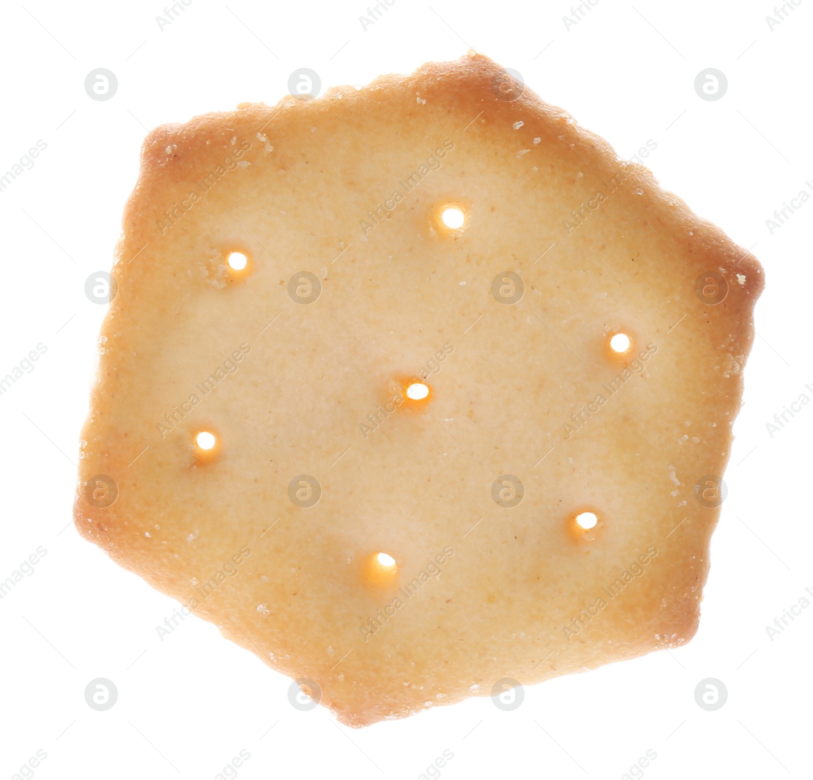 Photo of Crispy cracker isolated on white. Delicious snack