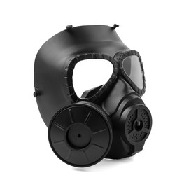 One gas mask isolated on white. Safety equipment
