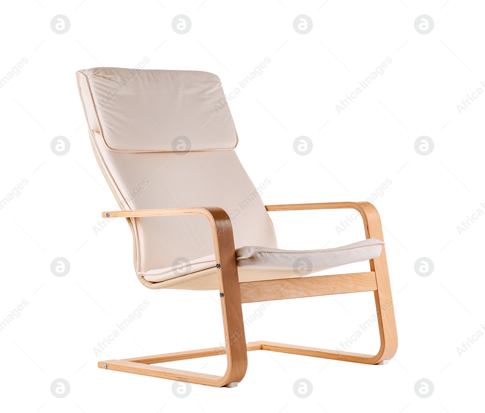 Photo of Comfortable armchair on white background. Interior element