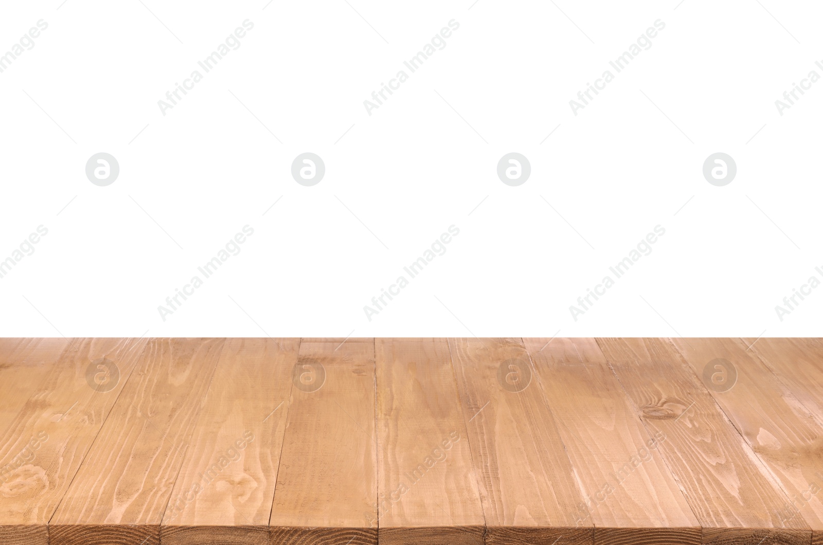 Photo of Empty brown wooden surface isolated on white