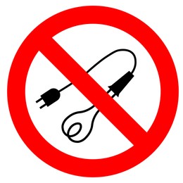 International Maritime Organization (IMO) sign, illustration. Do not use electrical appliances
