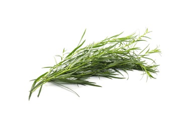 Photo of Bunch of fresh tarragon on white background